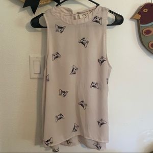 Women’s Tank Top Blouse with Cat Pattern From Modcloth in size XL